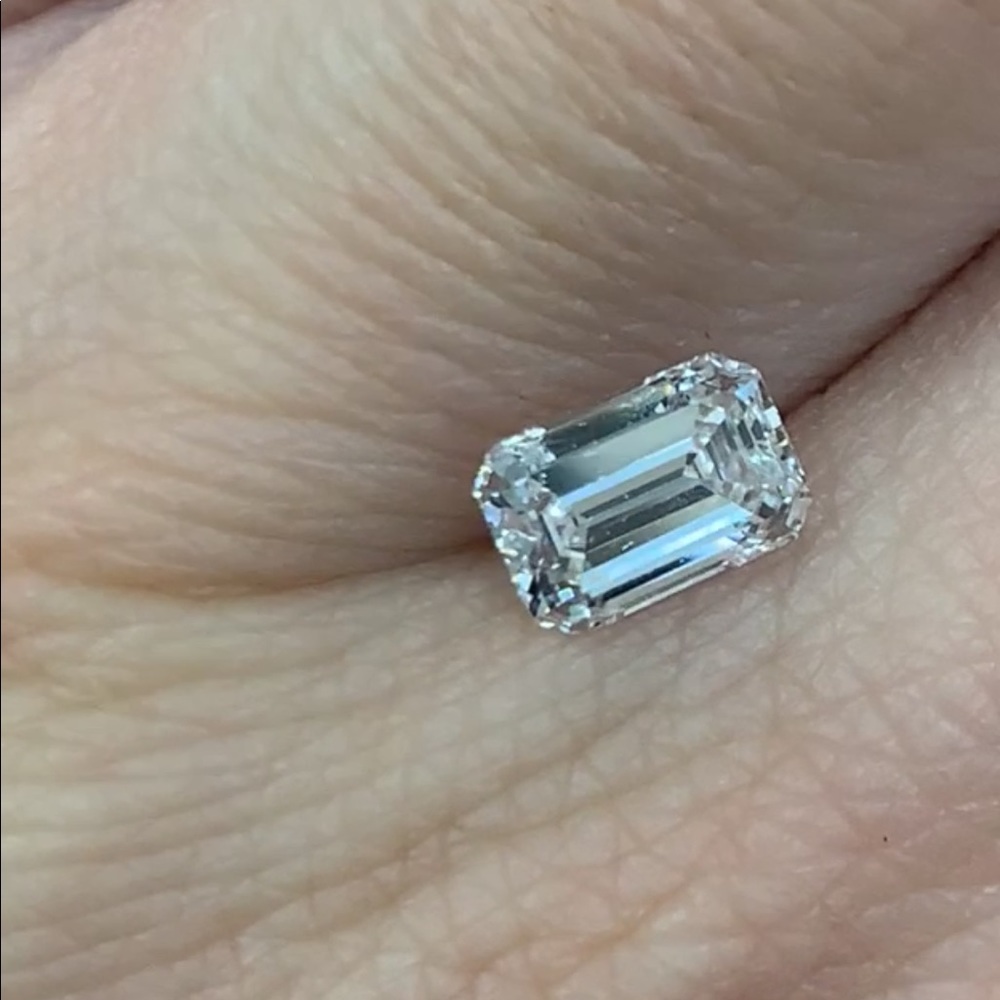 Beautiful colorless and clear emerald cut diamond!